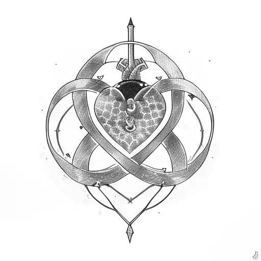 heart pierced by three swords tattoo design idea