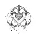 heart pierced by three swords tattoo design idea