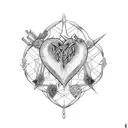 heart pierced by three swords tattoo design idea