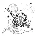 An astronaut floating in space with a trail of colorful stars behind tattoo design idea