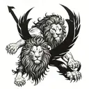 Lion and zeus y poseidon tattoo design idea