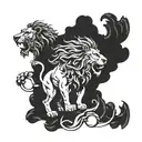 Lion and zeus y poseidon tattoo design idea