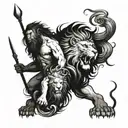 Lion and zeus y poseidon tattoo design idea