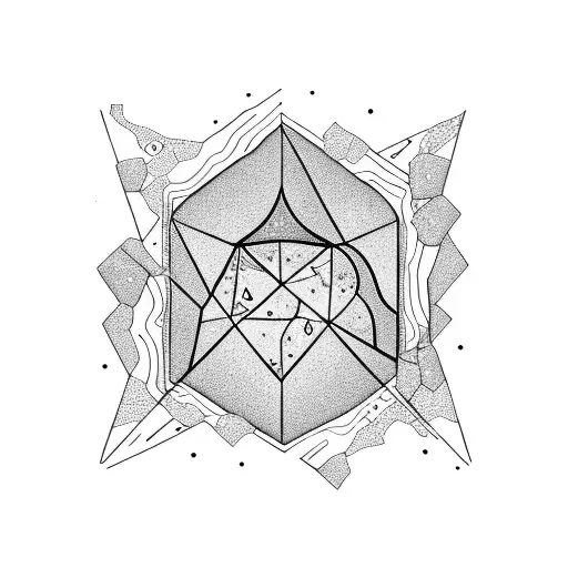 allegory of the cave in fishbowl with stars and penny tattoo design idea