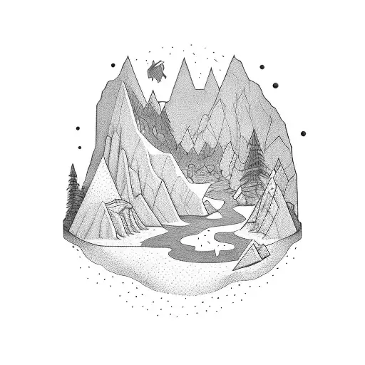 allegory of the cave and divided line with stars tattoo design idea