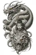 Chinese dragon and samurai warrior tattoo design idea