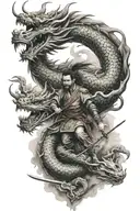 Chinese dragon and samurai warrior tattoo design idea