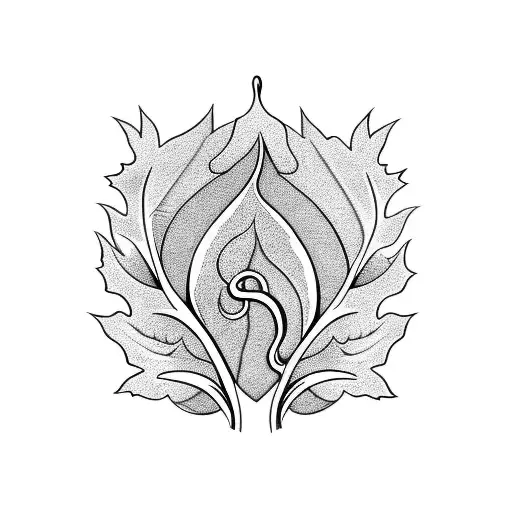 Flowing vine from top-left to bottom-right. Integrate oak leaf in upper section, tattoo design idea