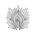 Flowing vine from top-left to bottom-right. Integrate oak leaf in upper section, tattoo design idea