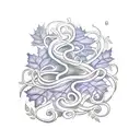 Flowing vine from top-left to bottom-right. Integrate oak leaf in upper section, tattoo design idea