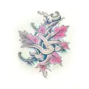 Flowing vine from top-left to bottom-right. Integrate oak leaf in upper section, tattoo design idea