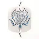 Flowing vine from top-left to bottom-right. Integrate oak leaf in upper section, tattoo design idea