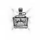 bottle of jack daniels with a scorpion tattoo design idea