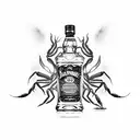 bottle of jack daniels with a scorpion tattoo design idea