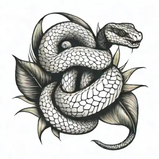 snake crawling out of coconut tattoo design idea