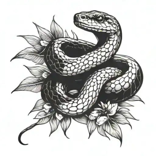 snake with coconut tattoo design idea