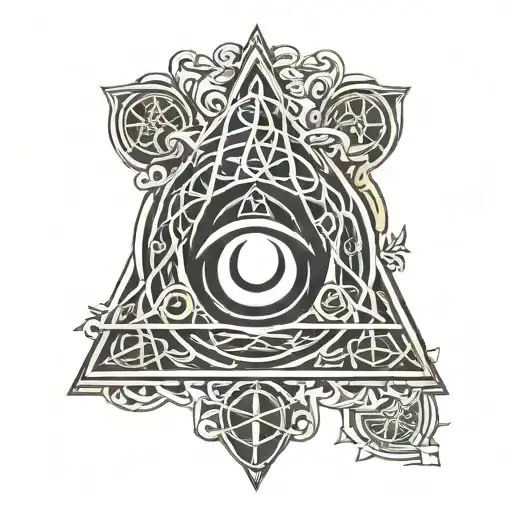 Triquetra Logo Symbol Book of Shadows with an horus eye's inside tattoo design idea