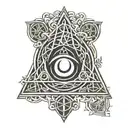 Triquetra Logo Symbol Book of Shadows with an horus eye's inside tattoo design idea