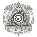 Triquetra Logo Symbol Book of Shadows with an horus eye's inside tattoo design idea