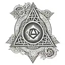 Triquetra Logo Symbol Book of Shadows with an horus eye's inside tattoo design idea