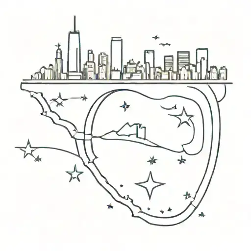 Create a tattoo design featuring Chicago skyline with a Taurus constellation subtly incorporated tattoo design idea