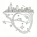 Create a tattoo design featuring Chicago skyline with a Taurus constellation subtly incorporated tattoo design idea