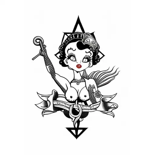 sexy Betty boop bondage BDSM all seeing eye tattoo design idea