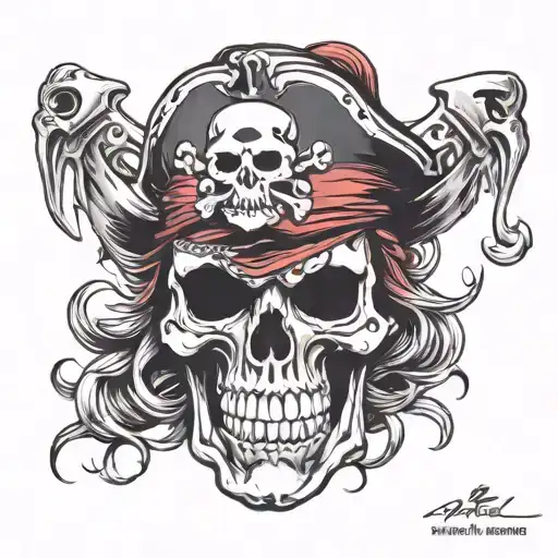 skeleton pirate head tattoo design idea