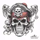 skeleton pirate head tattoo design idea