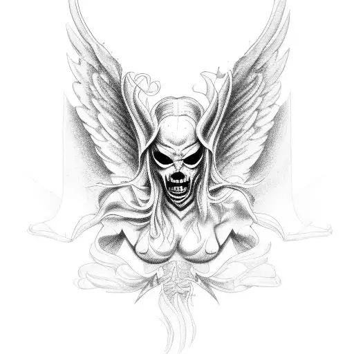 angel and demon tattoo design idea