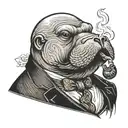 dapper walrus smoking pipe tattoo design idea