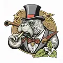 dapper walrus smoking pipe tattoo design idea