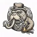dapper walrus smoking pipe tattoo design idea