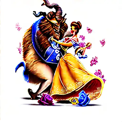 beauty and the beast tattoo design idea