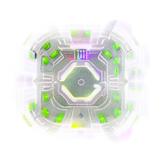 A futuristic cybersport arena with rock band playing tattoo design idea