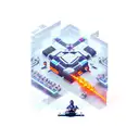 A futuristic cybersport arena with rock band playing tattoo design idea