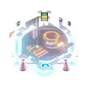 A futuristic cybersport arena with rock band playing tattoo design idea