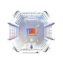 A futuristic cybersport arena with rock band playing tattoo design idea