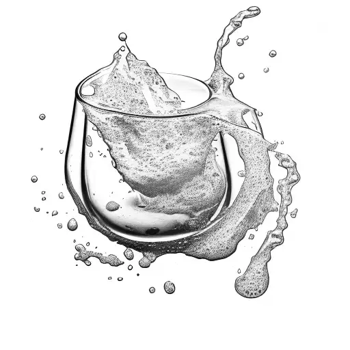 A stylized representation of a glass of milk spilling over with a carton pouring more milk tattoo design idea