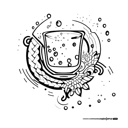 A creative design of a boteco glass and spilled milk tattoo design idea