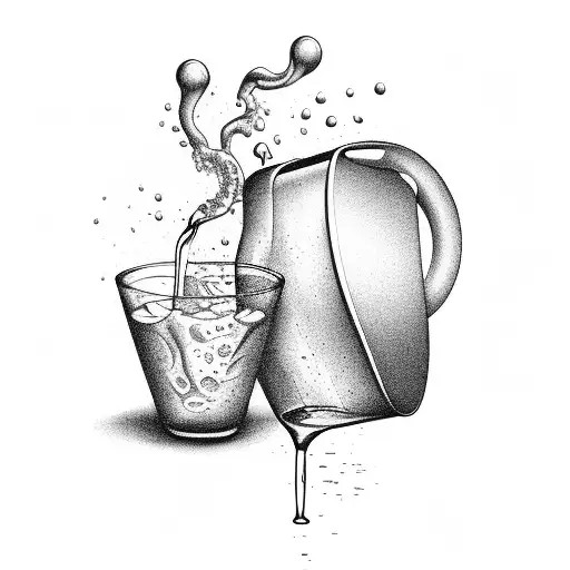 A unique design of a milk box pouring milk into a bar glass tattoo design idea
