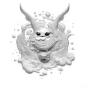 A stylized representation of a glass of milk spilling over with a carton pouring more milk tattoo design idea