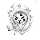 A stylized representation of a glass of milk spilling over with a carton pouring more milk tattoo design idea