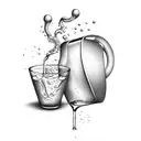 A unique design of a milk box pouring milk into a bar glass tattoo design idea