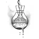 A unique design of a milk box pouring milk into a bar glass tattoo design idea