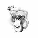 A unique design of a milk box pouring milk into a bar glass tattoo design idea