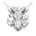 A unique design of a milk box pouring milk into a bar glass tattoo design idea