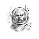 astronaut floating through space tattoo design idea
