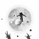 astronaut floating through space tattoo design idea