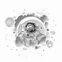 astronaut floating through space tattoo design idea